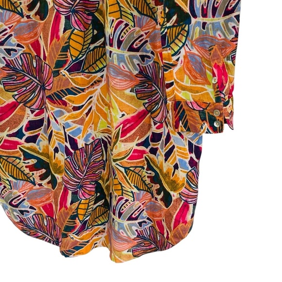 C & C CALIFORNIA Tropical Leaf Patterned Overshirt, Dress, Swimsuit Cover Up S - Picture 5 of 12